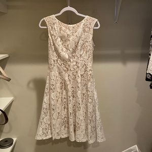 Stretch lace knit skater dress